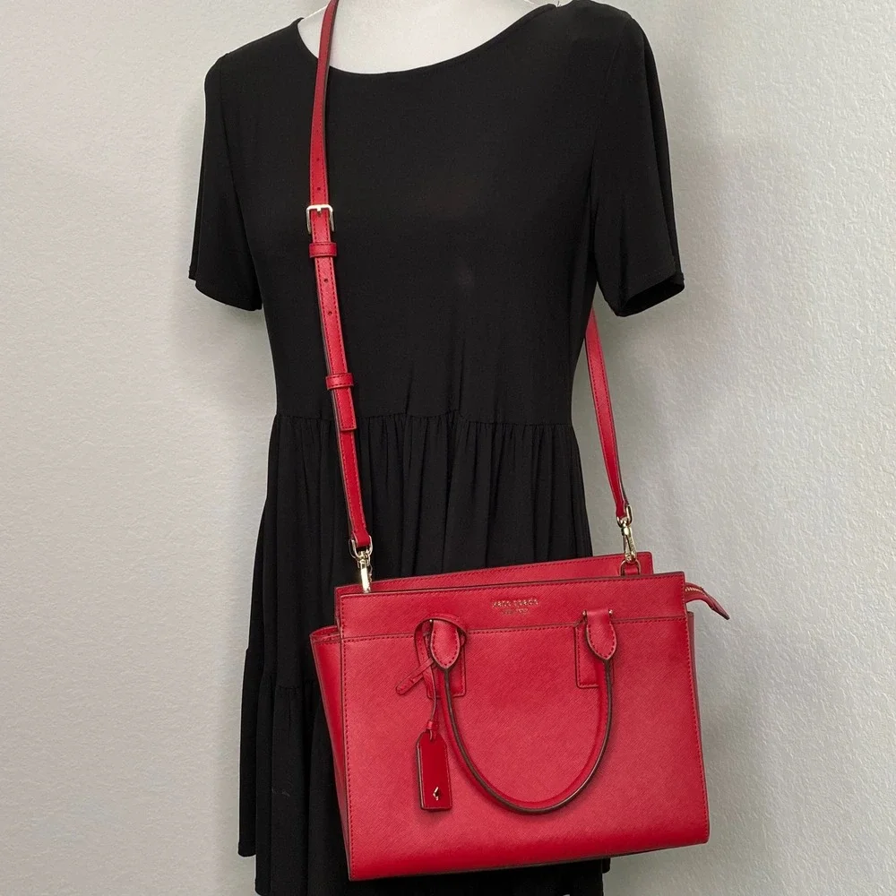 NWT Kate Spade Cameron Medium Satchel Red Saffiano Leather‎ Crossbody Handbag